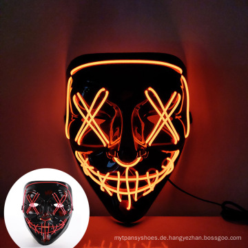 Amazonsexplosion kaltes Licht Halloween Maske LED Leuchtende Maske Schwarz V-förmige Blut Horrormaske